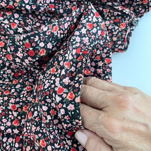 Margaret O'Leary Dress Women XS Black Pink Floral Midi Cottagecore Prairie Boho - Picture 13 of 15